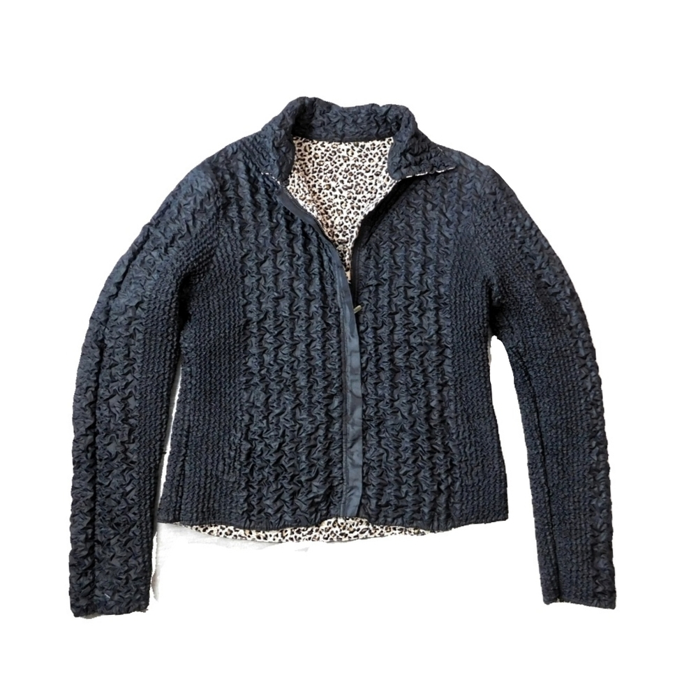UBU Womens L Black & Leopard Reversible Zip Up Jacket - Picture 4 of 12